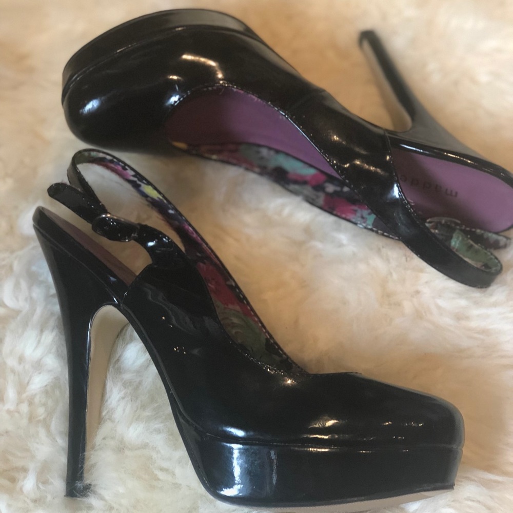 Classic Blk Patent Sling-Back MADDEN GIRL Platform
